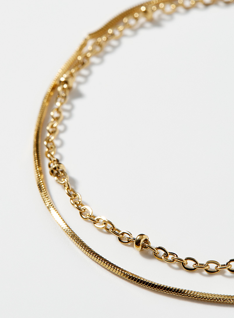 Simons Assorted Golden double-chain bracelet for women