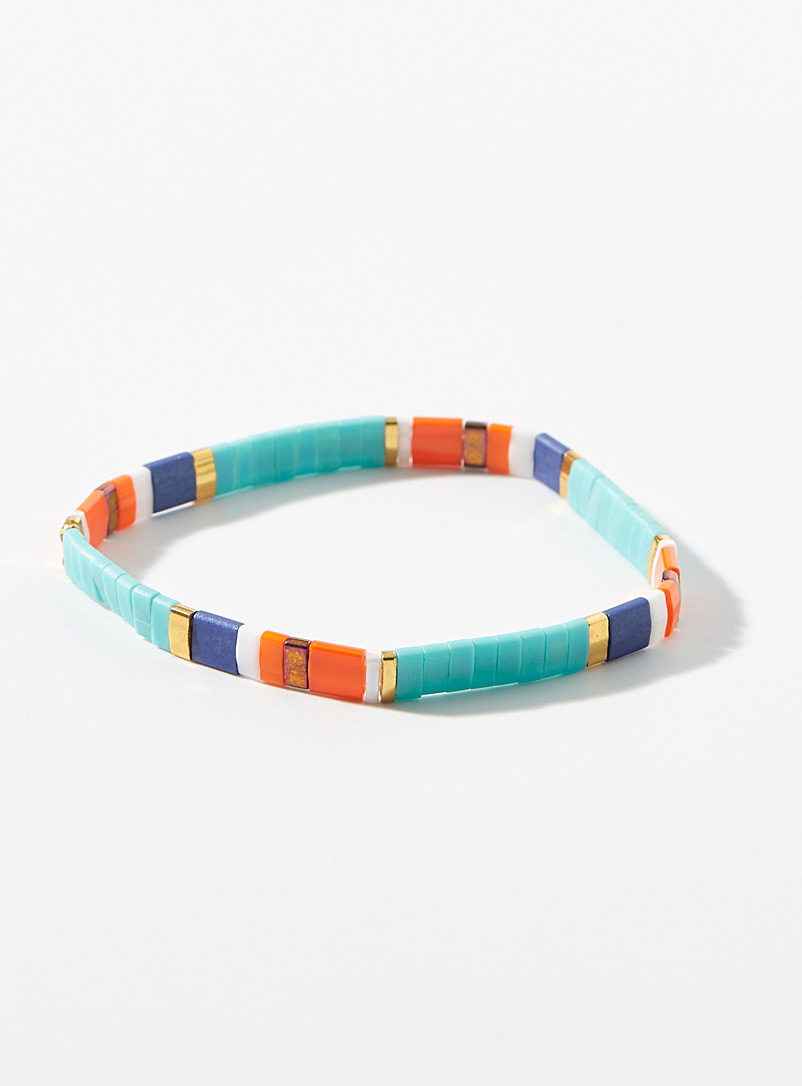 Simons Teal Flat-bead bracelet for women