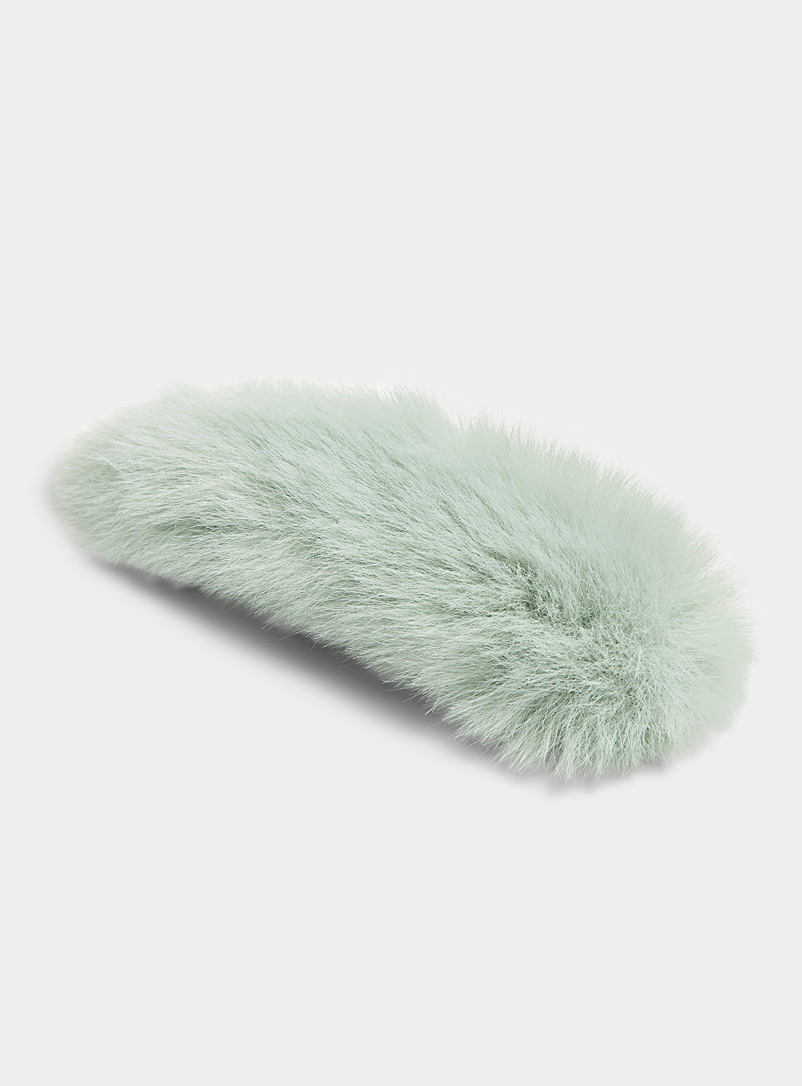 Simons Lime Green Faux-fur barrette for women