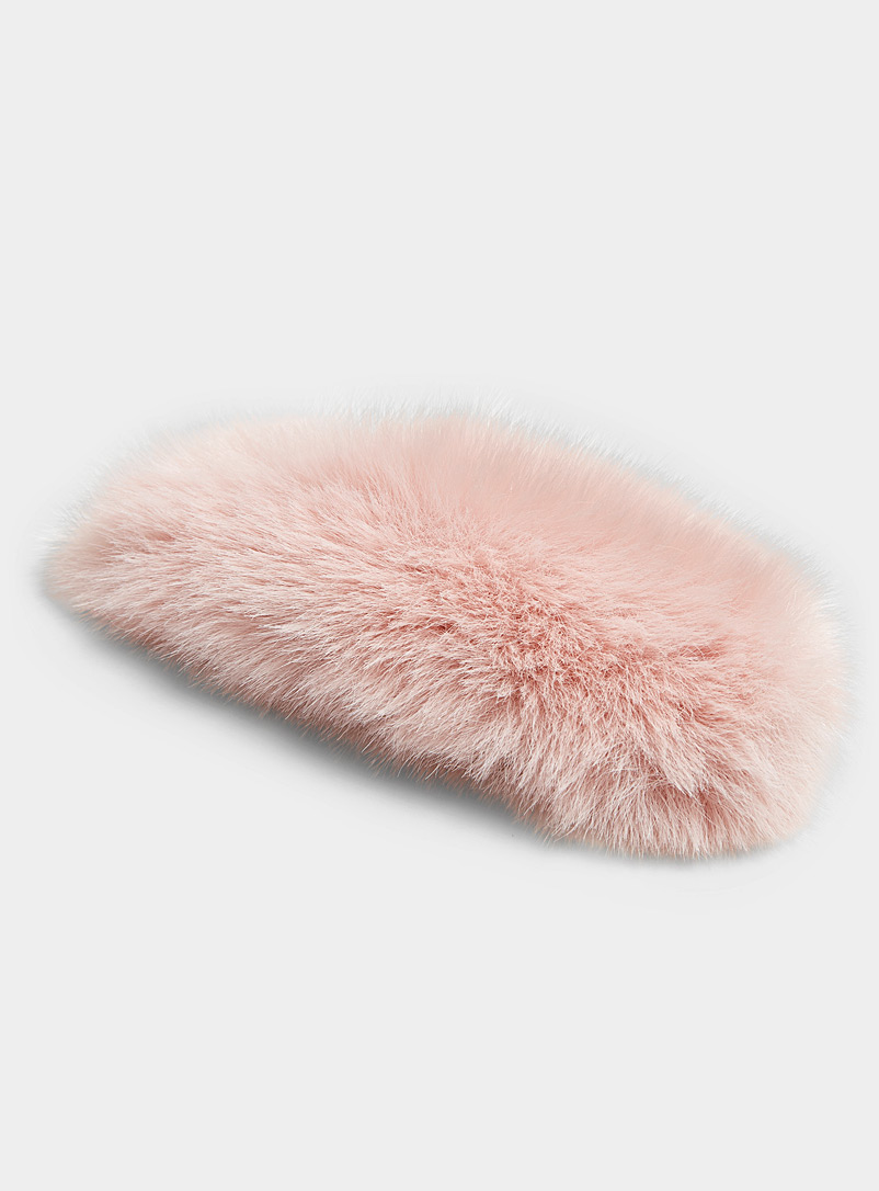 Simons Dusky Pink Faux-fur barrette for women