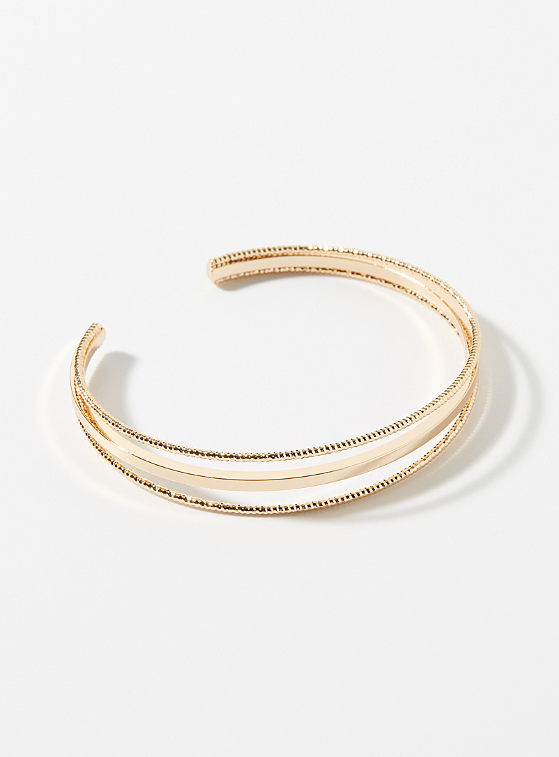 Three-row cuff bracelet