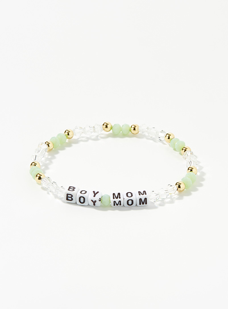 Simons Patterned Green Boy Mom bead bracelet for women