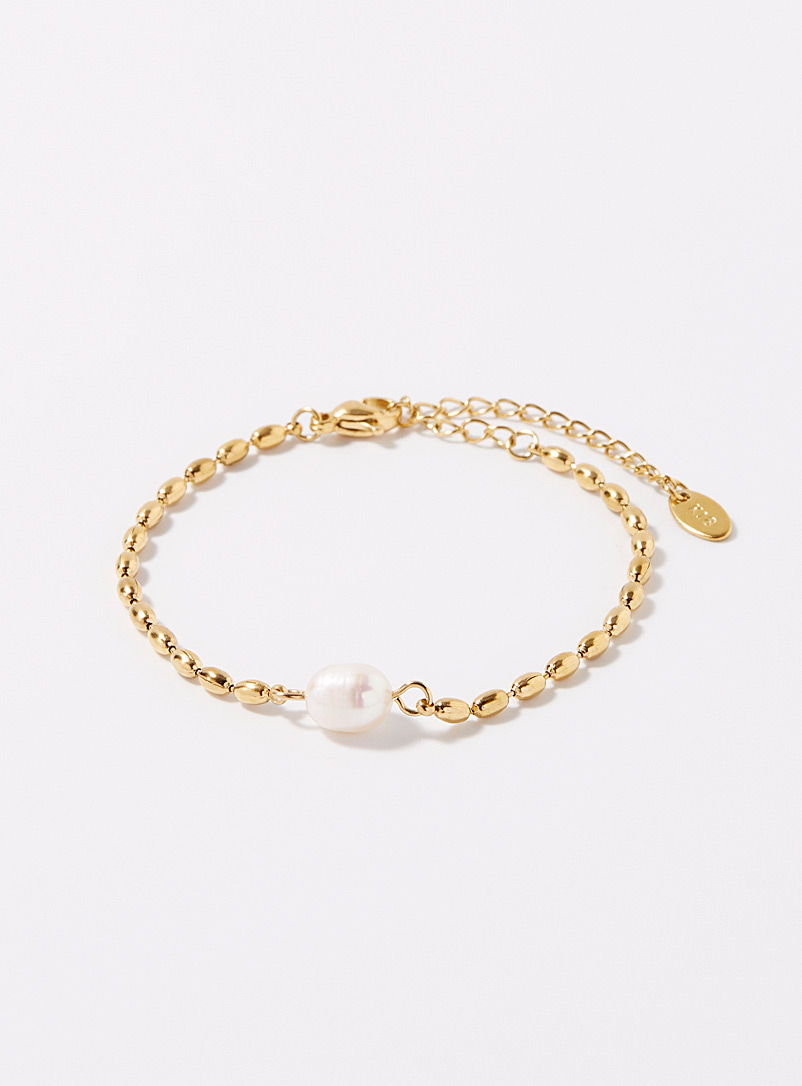 Simons: Le bracelet doré perle d'eau douce Assorti pour femme