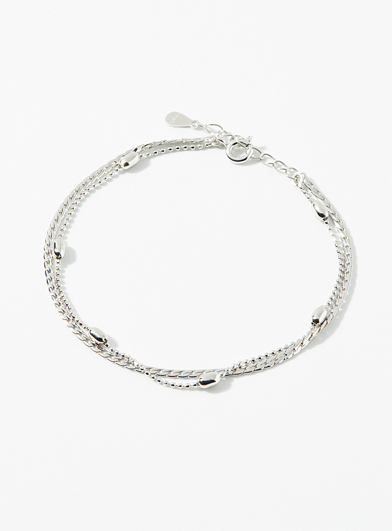 Simons Silver Silver double row bracelet for women