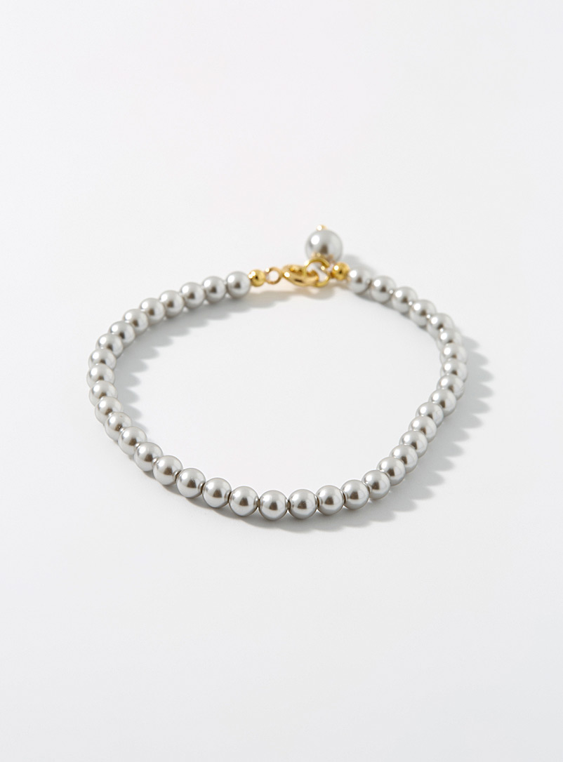 Simons Light Grey Grey-hued pearl bracelet for women