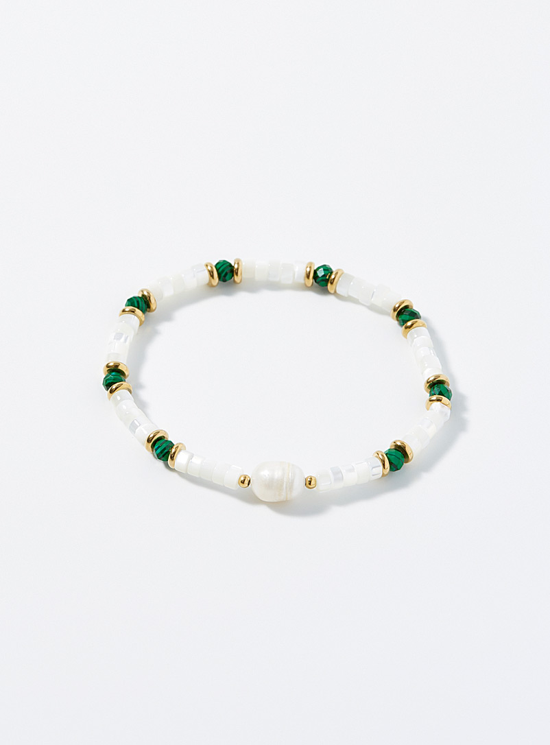 Simons White Malachite-accent pearly bracelet for women