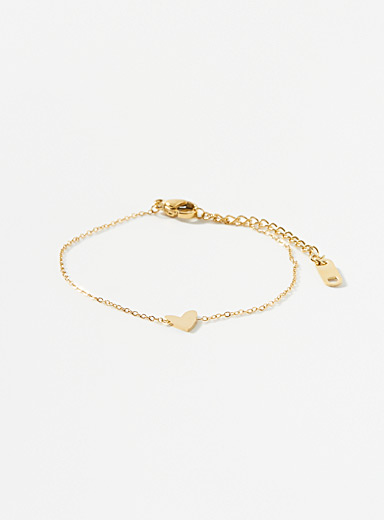 Le bracelet dor&eacute; coeur miroitant