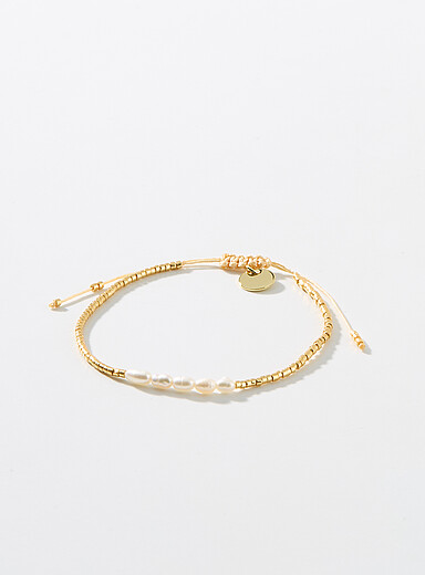 Mini-bead and pearl cord bracelet