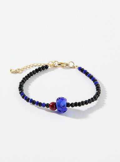 Faceted-bead and stone bracelet