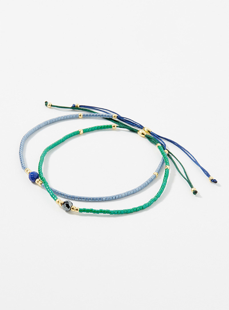 Simons Patterned Blue Two-tone bracelet set Set of 2 for women