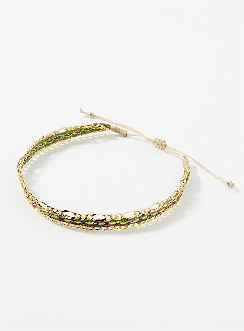 Simons: Le bracelet de cheville boho vert Vert foncé-mousse-olive pour femme