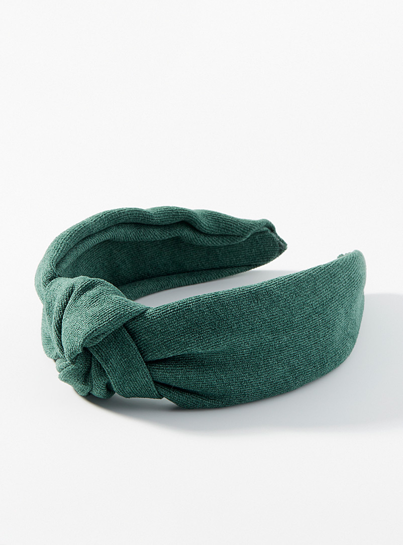 Simons Green Knotted velvet headband for women