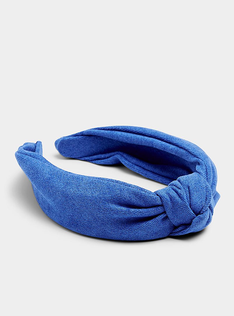 Simons Royal/Sapphire Blue Knotted velvet headband for women
