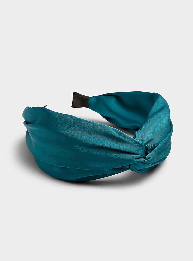 Bandeau Noué Uni Large Pour Femme Et Fille - Serre-Tête Rétro Élégant En Polyester - Bleu Ciel B