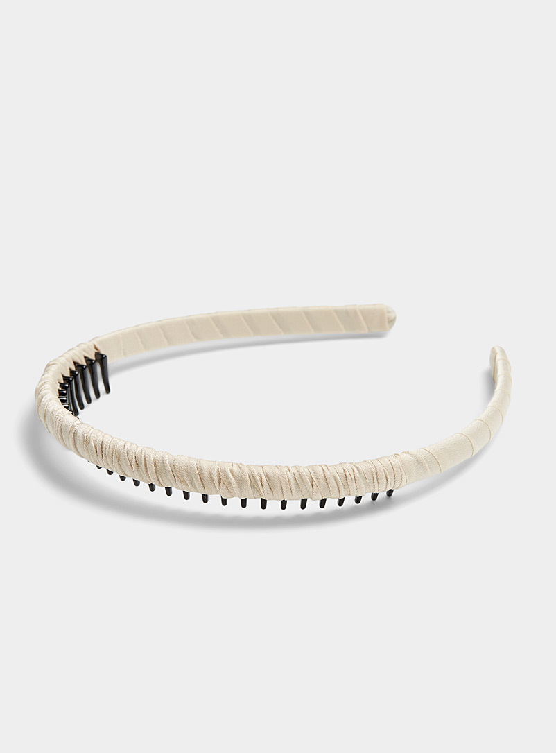 Simons Ivory White Neutral ribbon headband for women