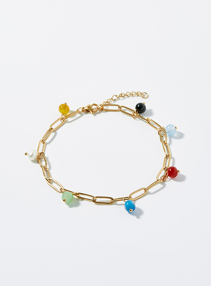 Simons Assorted Colourful bead ankle chain for women
