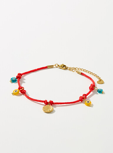 Le bracelet de cheville corde coquillage et oeils