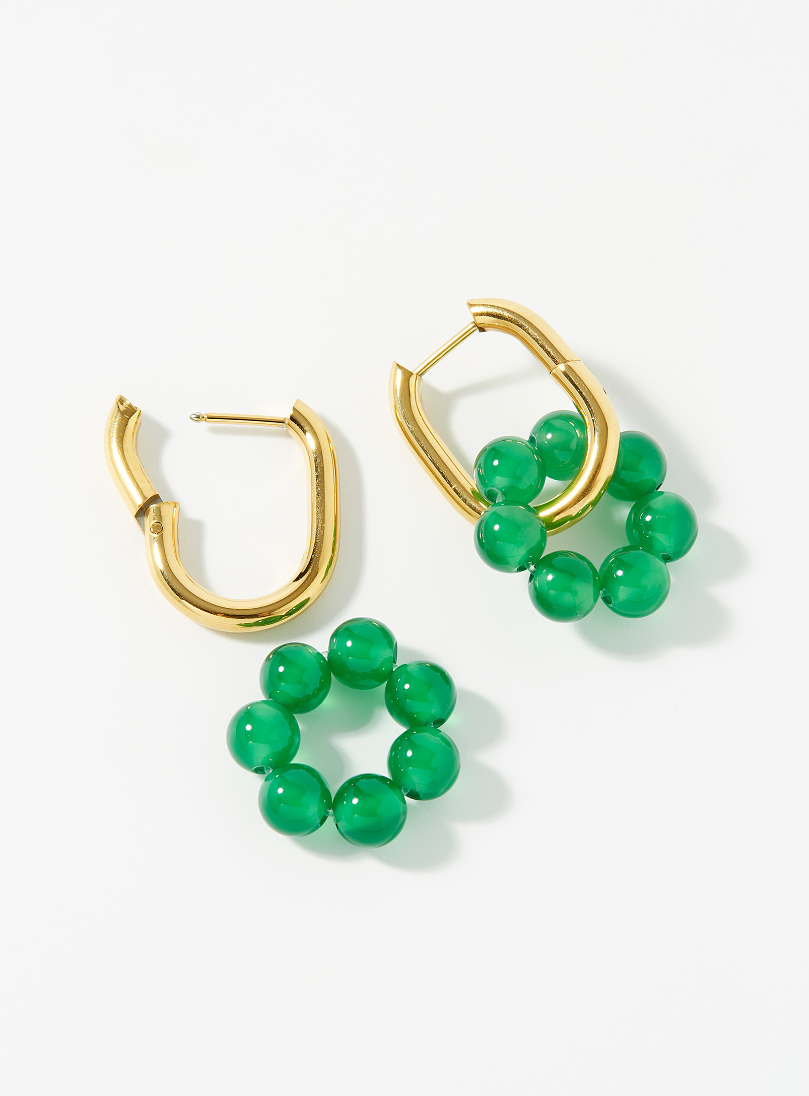 Simons - Women's Emerald flower Hoop Earrings