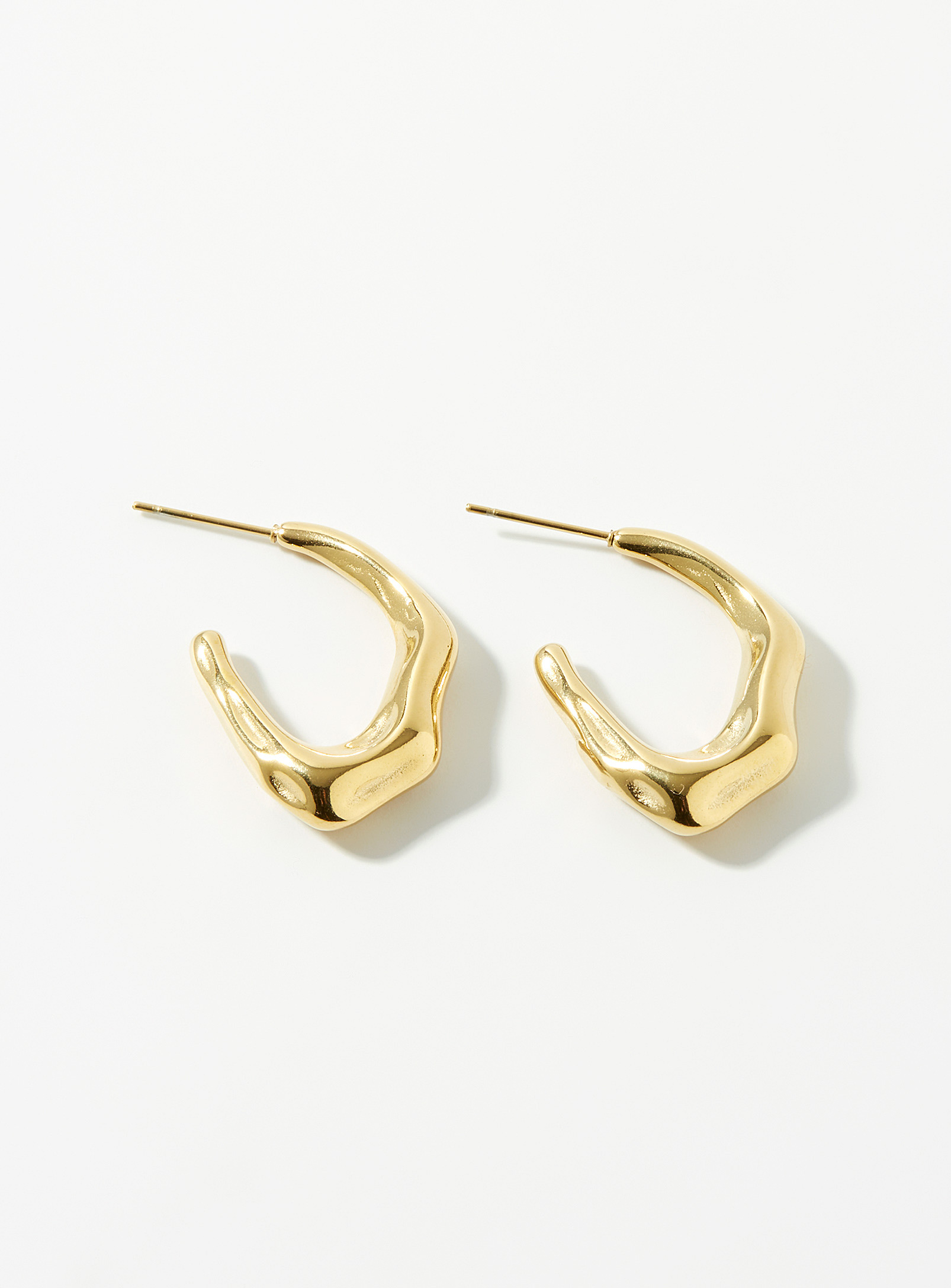 Simons - Women's Sinuous golden Hoop Earrings