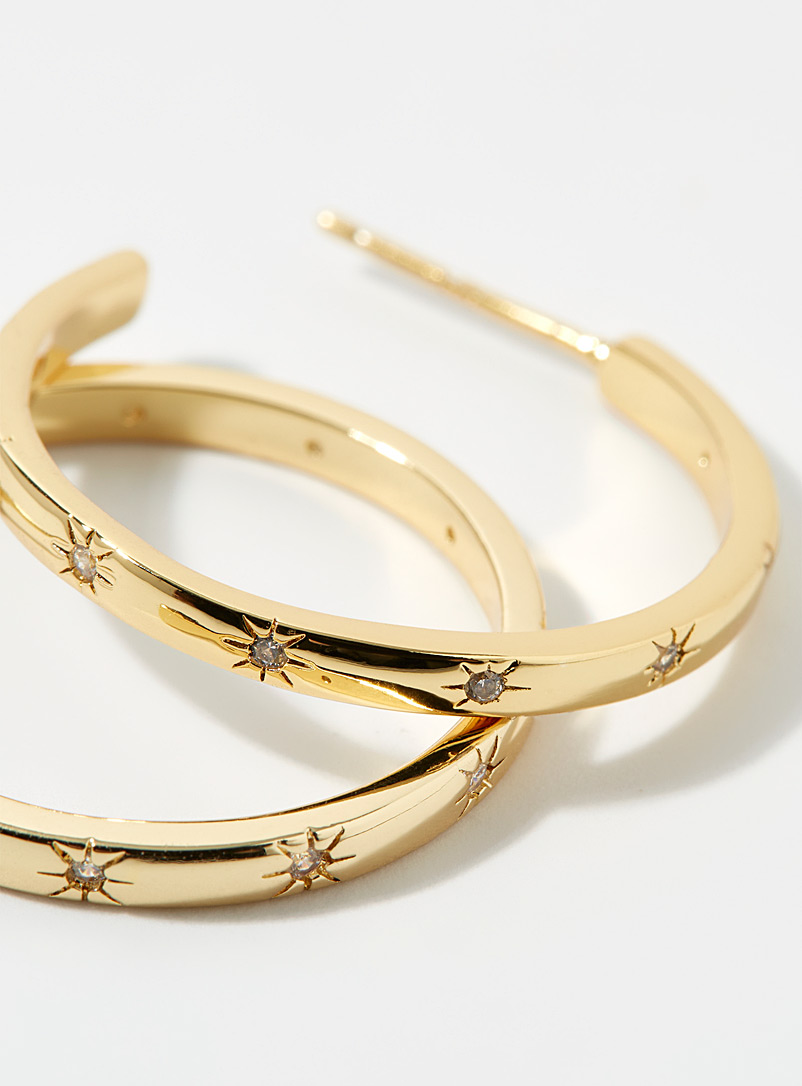 Large shimmery star hoops product image 2