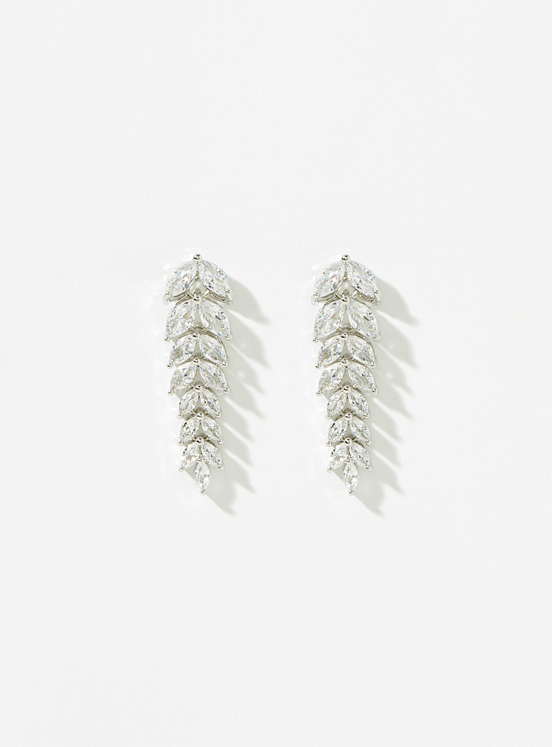 Crystal Leaf Pendant Earrings