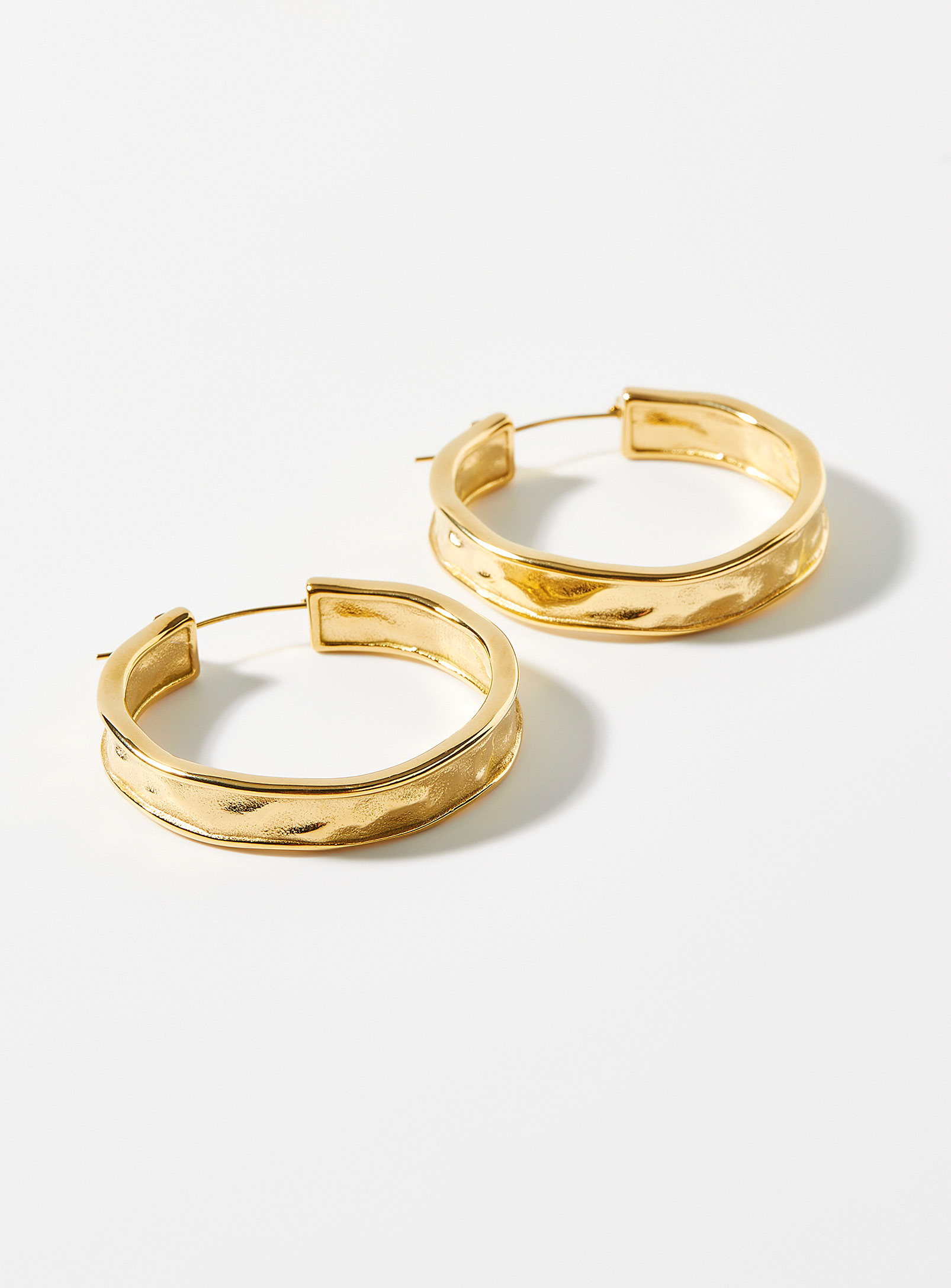 Simon's Extra-large Hammered Hoops In Assorted