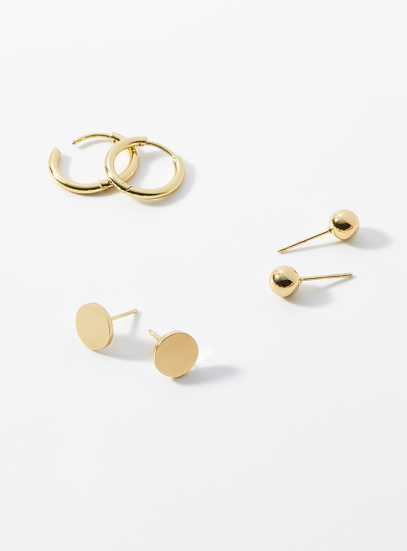 Minimalist Gold Earrings Set Of 3
