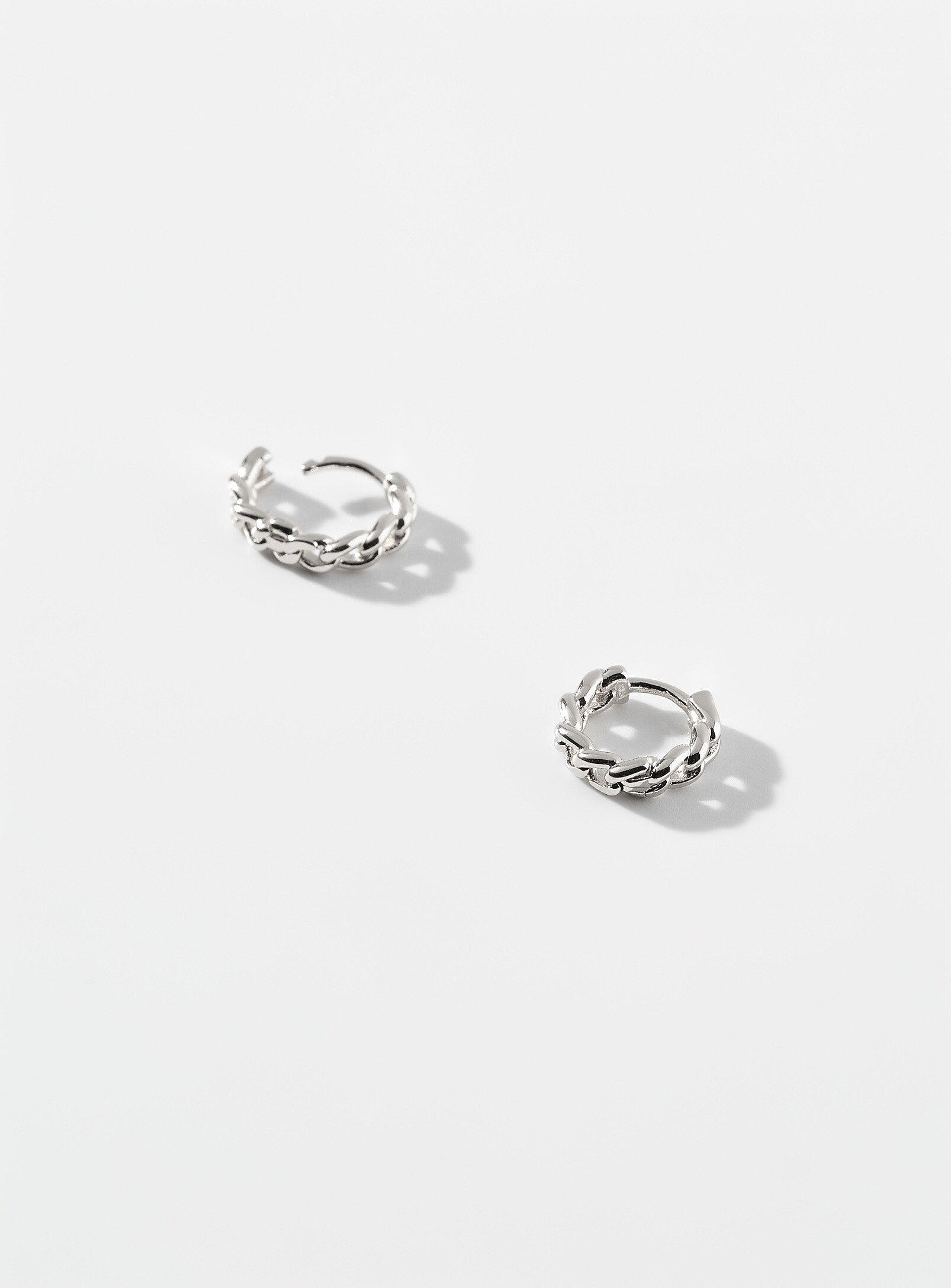 Simon's Mini Link Hoops In Silver