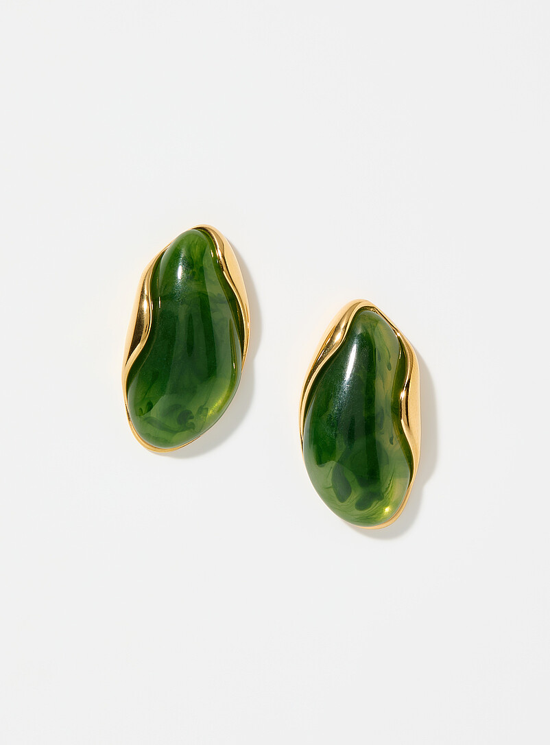 Gold gemstone large earrings product image (primary)