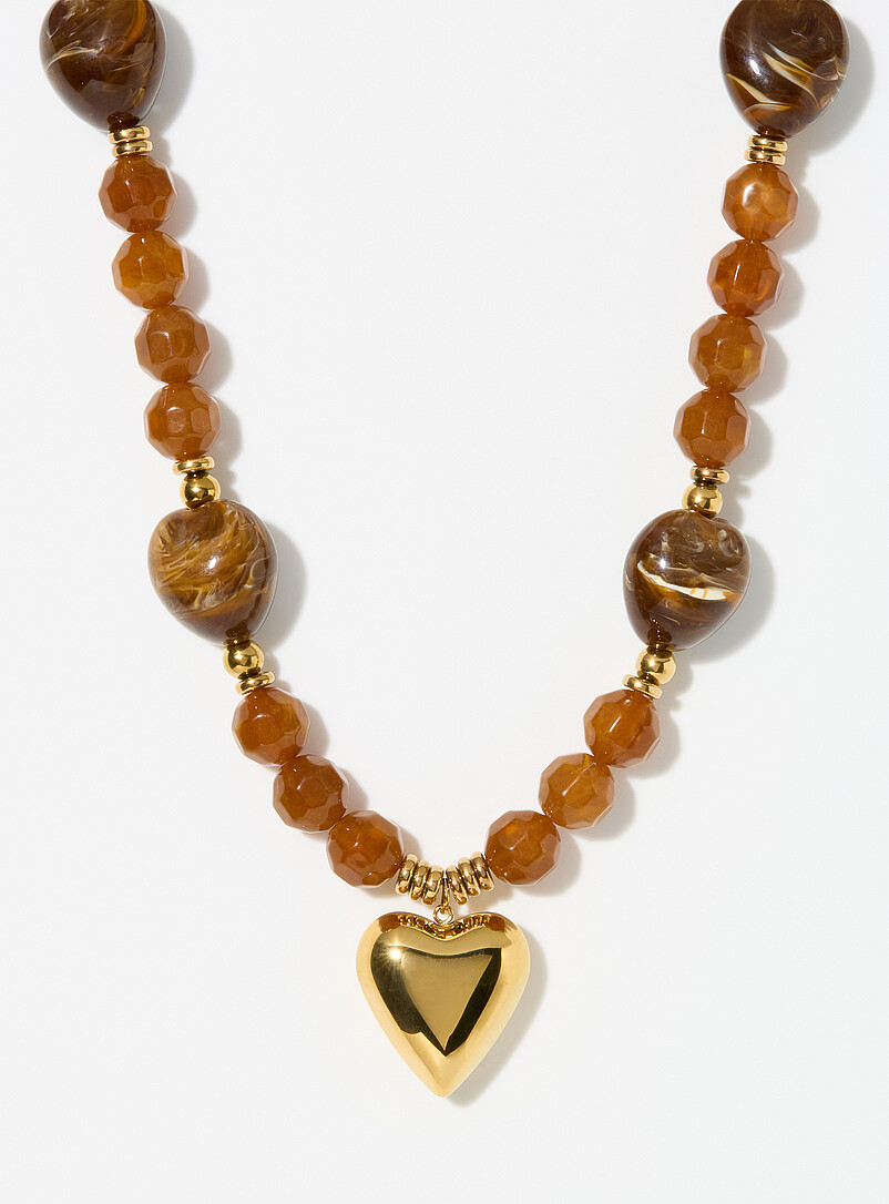 Giant heart pendant and natural stone necklace product image 2
