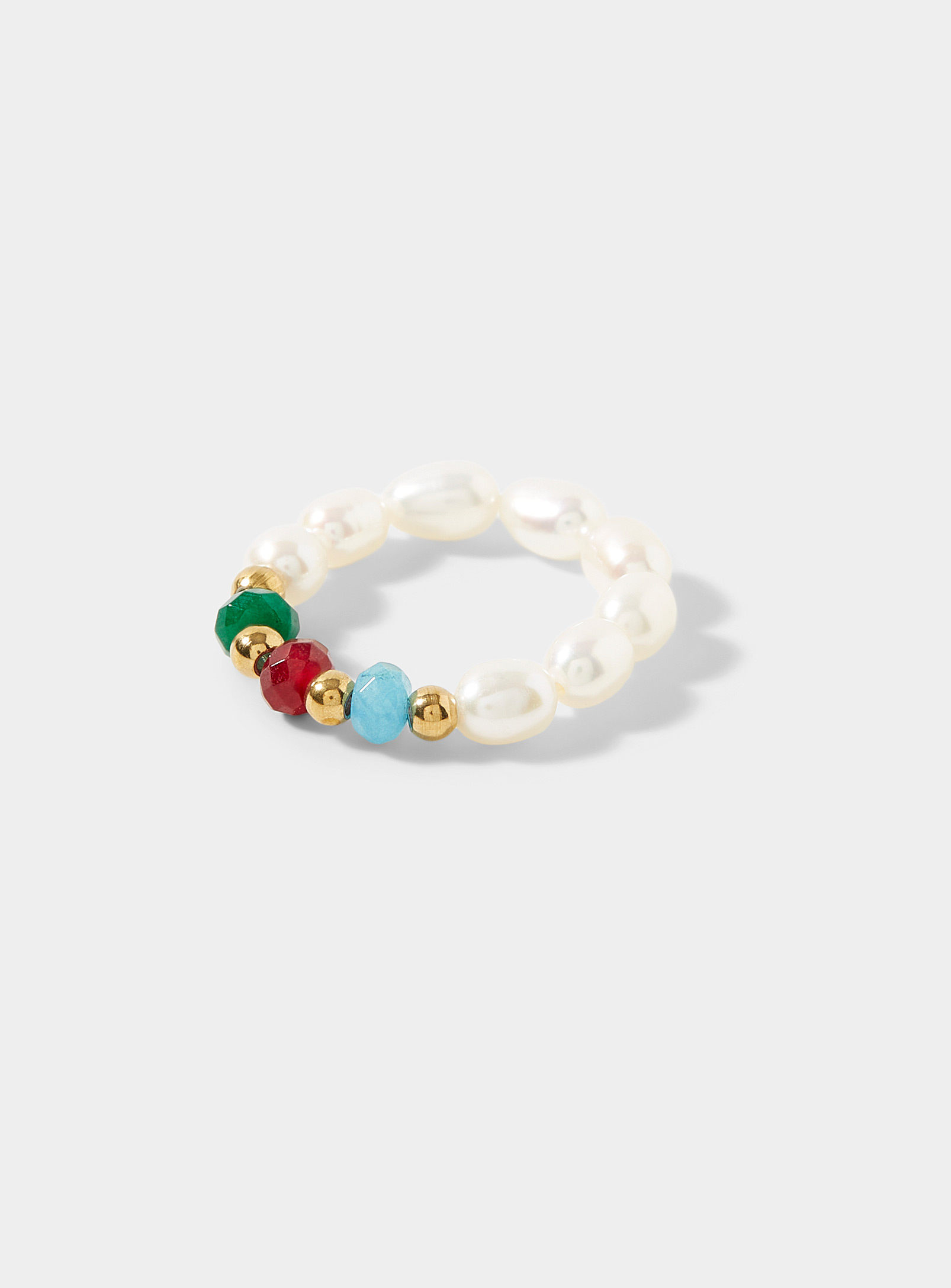 Simons - Women's Pearly and colourful bead ring