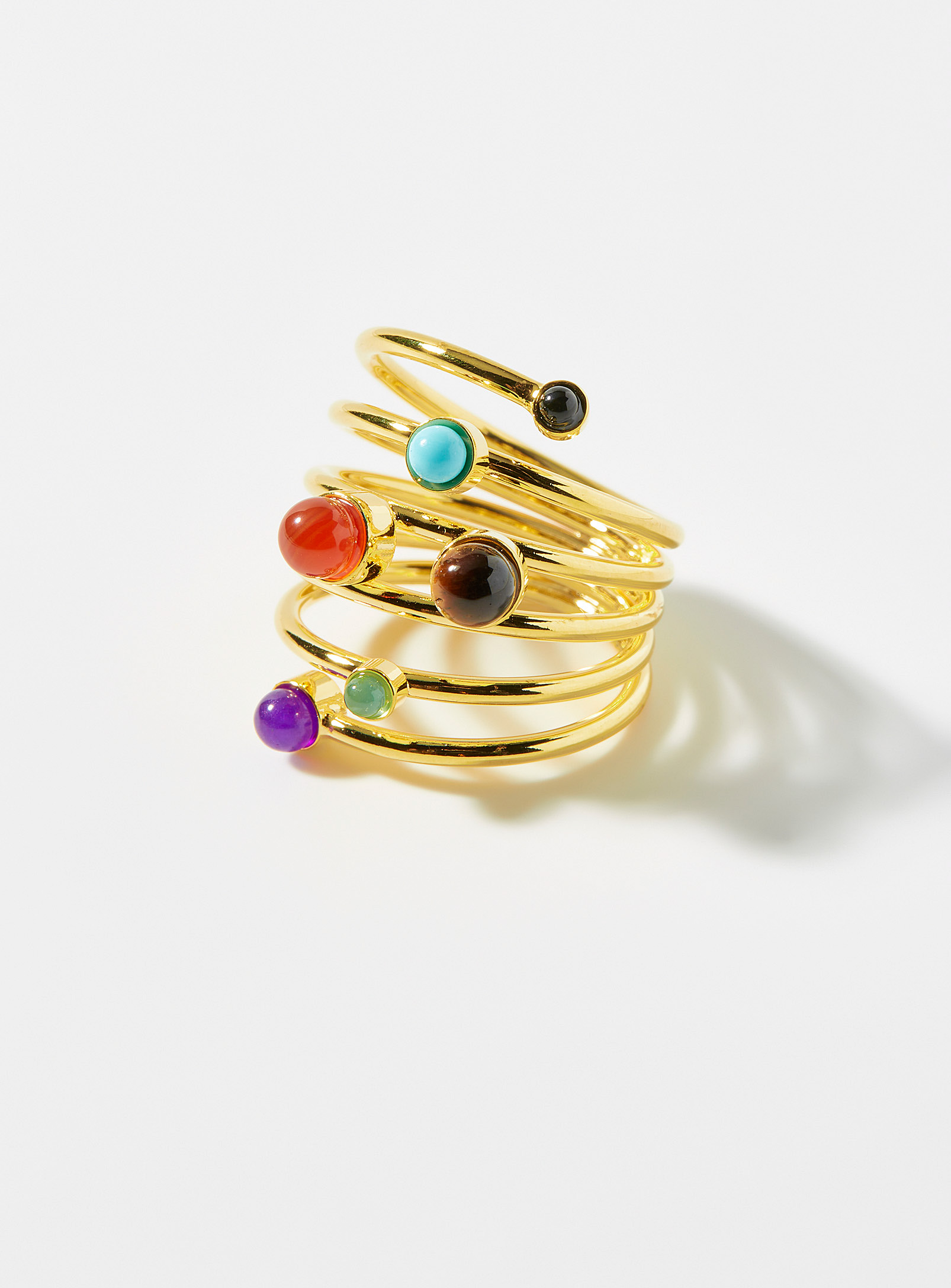 Simons - Women's Colourful stone multi-hoop ring