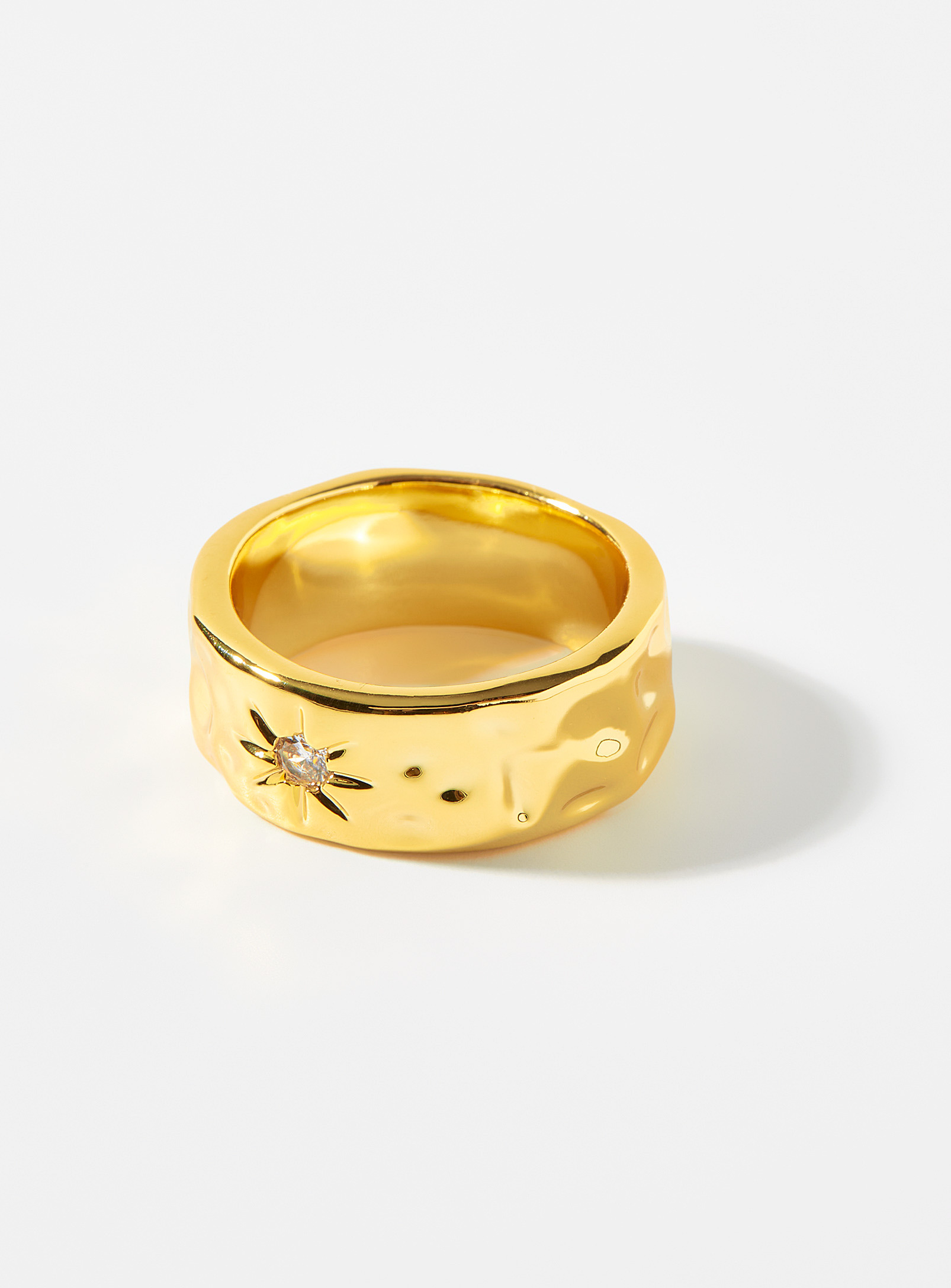 Simons - Women's Large shimmery star hammered ring