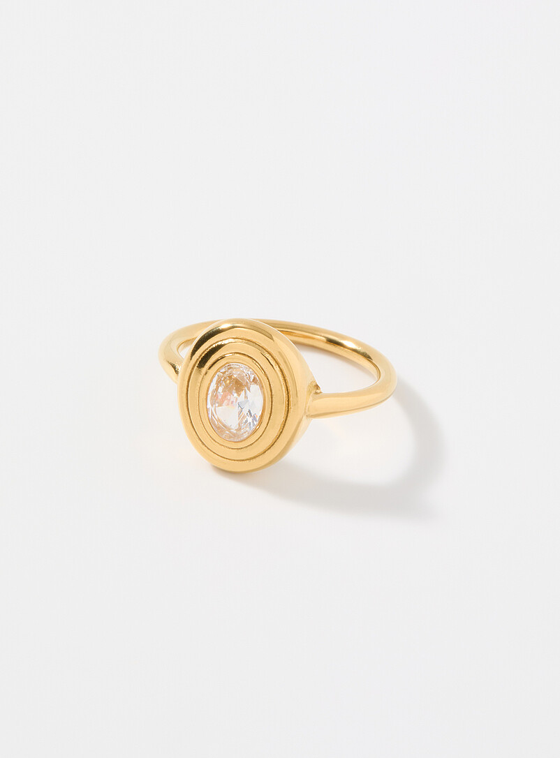 Oval stone grooved ring product image (primary)