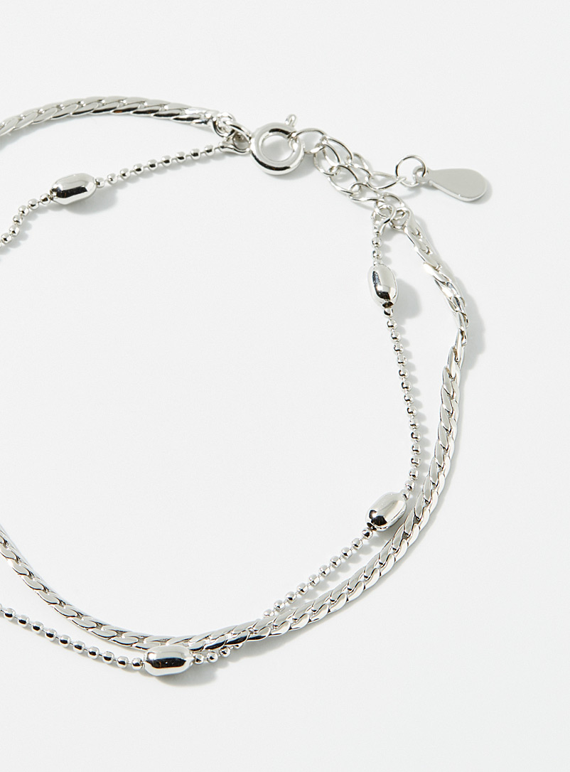 Silver double row bracelet product image 2