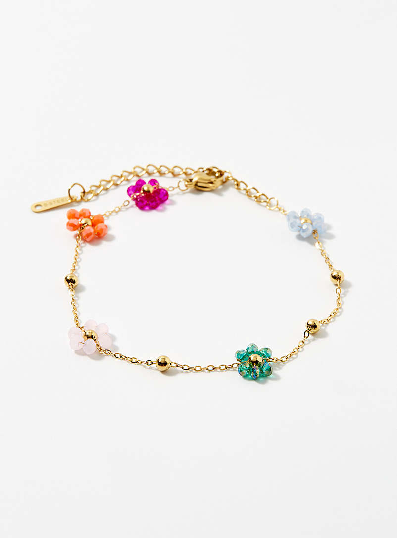 Faceted-Bead Floral Bracelet