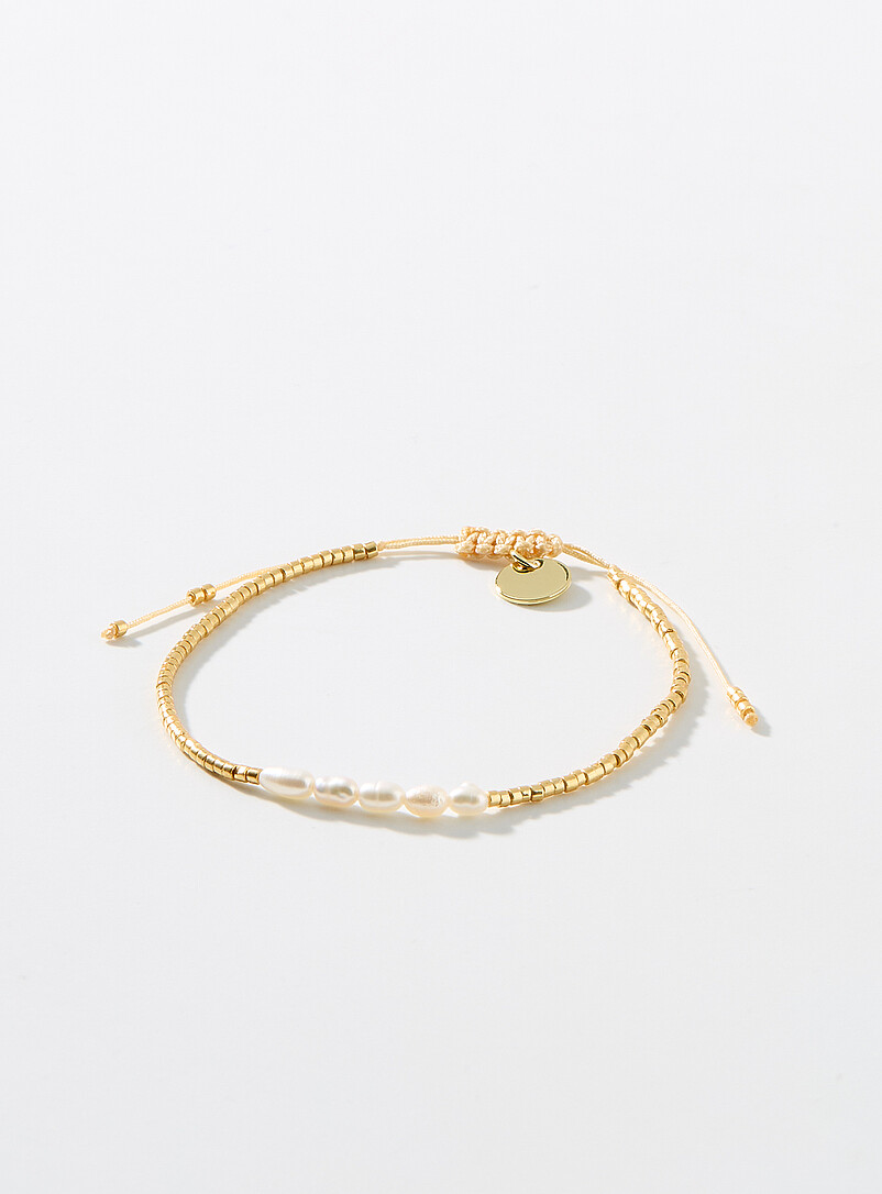 Mini-Bead And Pearl Cord Bracelet