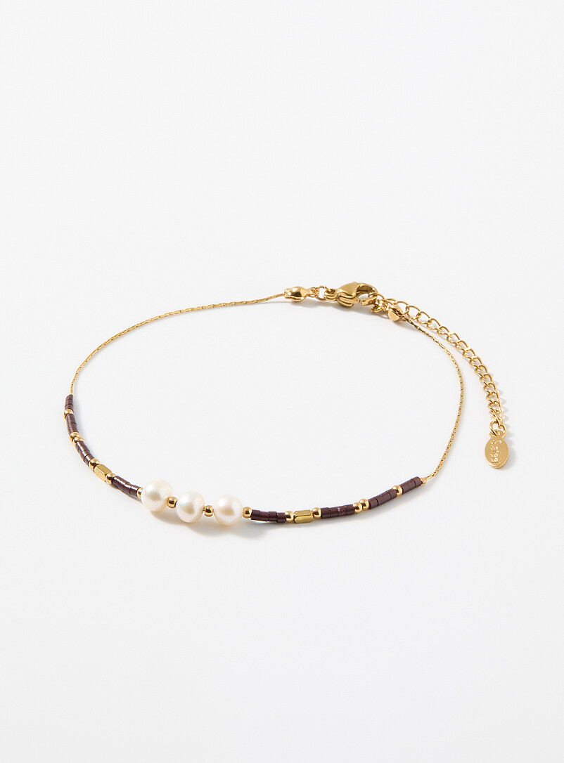 Bead and pearl ankle chain product image (primary)