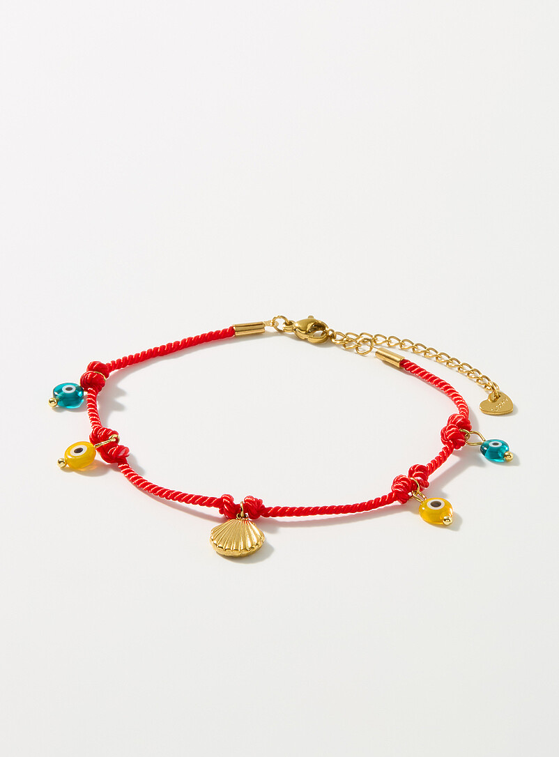 Seashell And Eye Cord Anklet