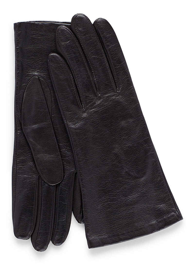 Simons Black Soft leather gloves for women