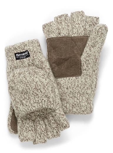 Heathered wool hooded gloves | Thinsulate | Shop Mens Mittens Online in ...