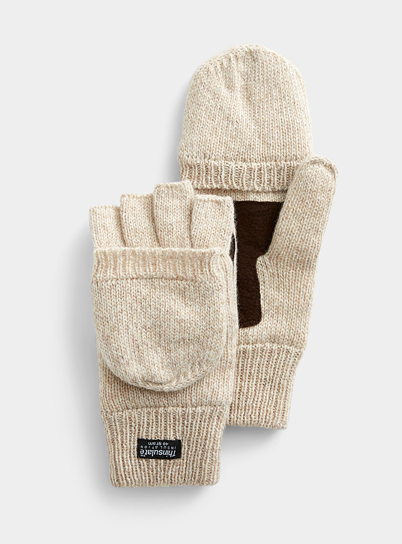 Heathered wool hooded gloves, Le 31, Mens Mittens