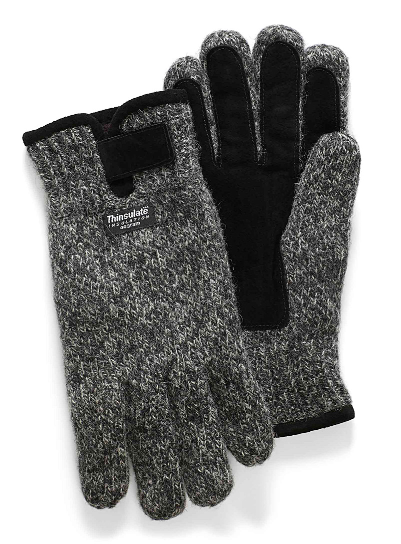 Le 31 Charcoal Lined wool gloves for men