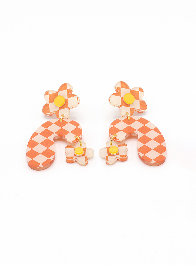 Dconstruct: Les boucles d'oreilles Curvy Daisies Orange