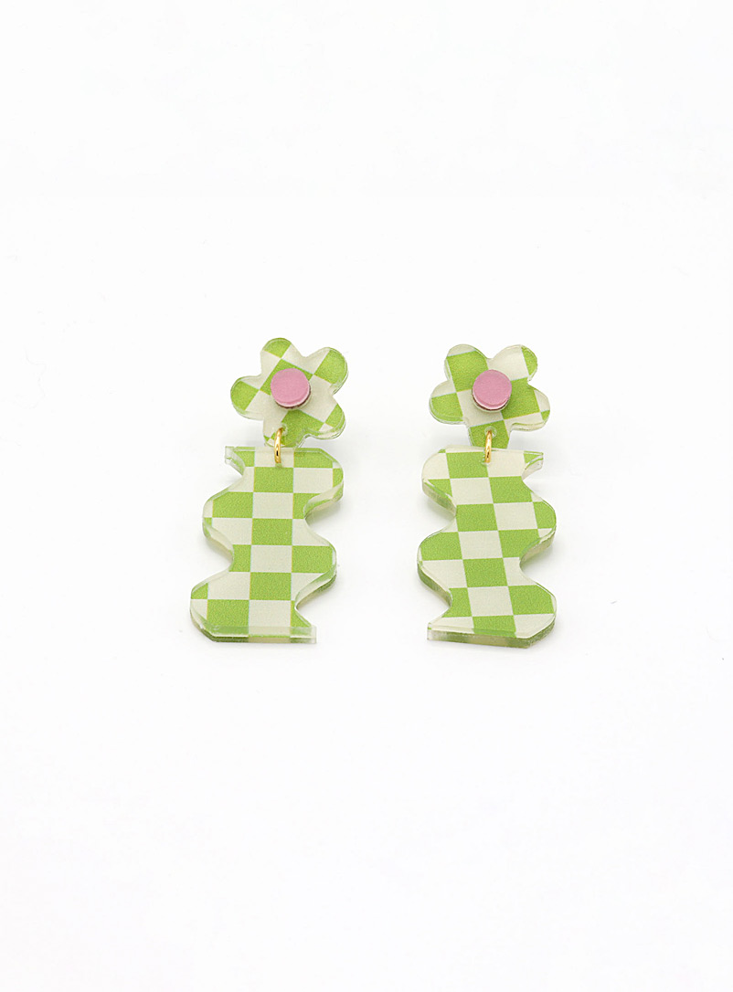 Dconstruct Green Wavy Daisies earrings