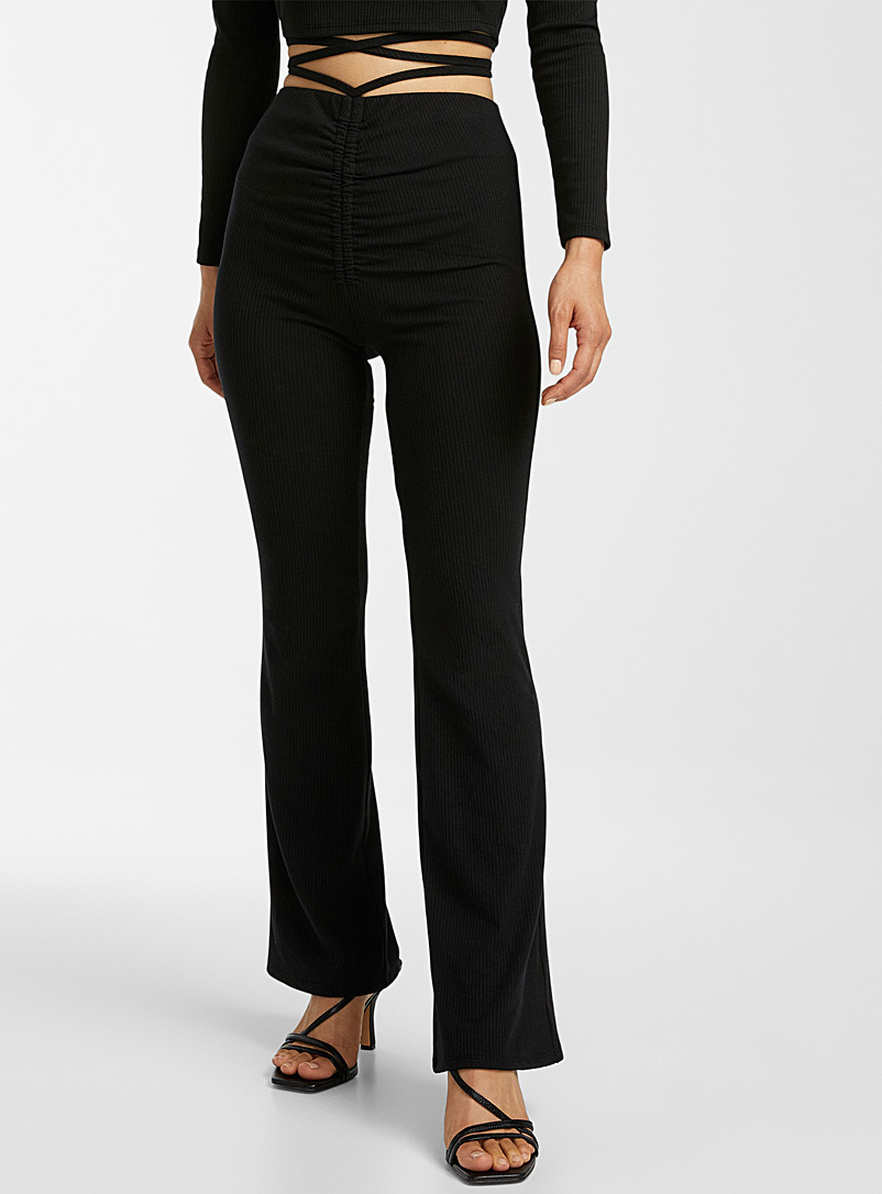 Icône Black Crossed cord ribbed pant for women