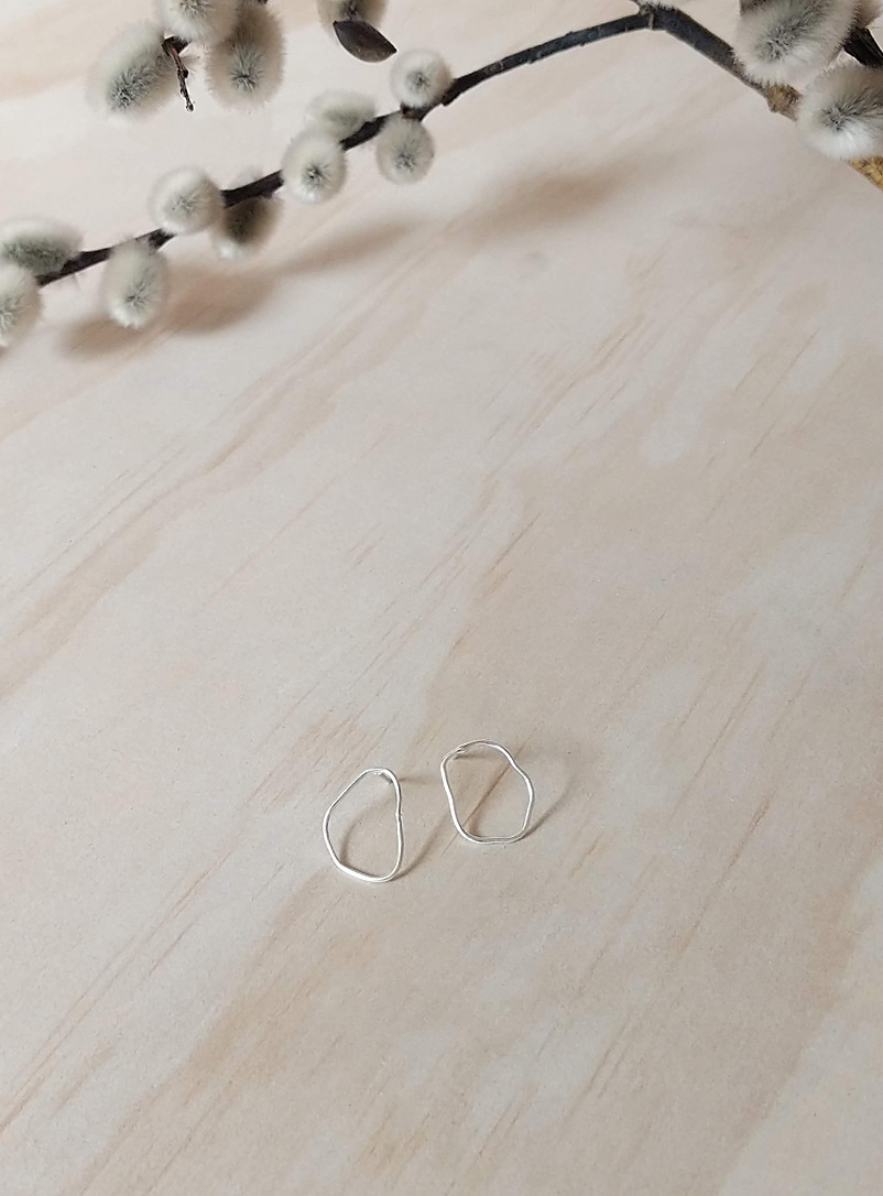Clarissa Long Silver Small Pebble earrings