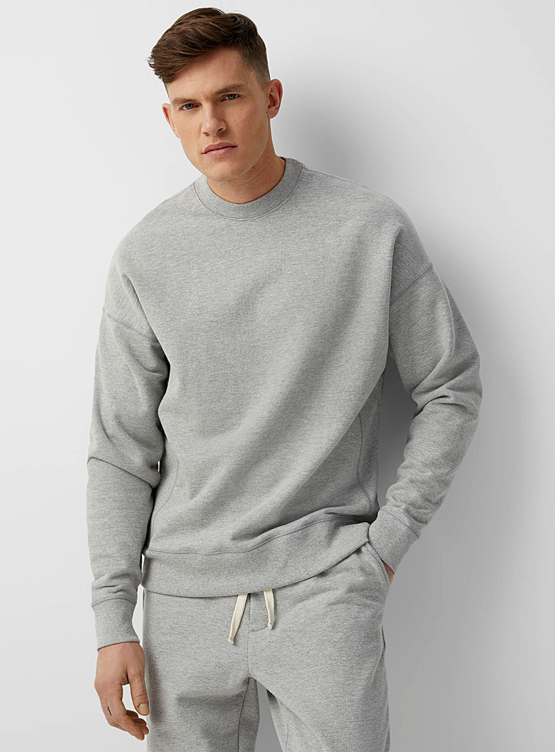 Le 31 Charcoal Organic cotton crew-neck sweatshirt Made in Canada for men