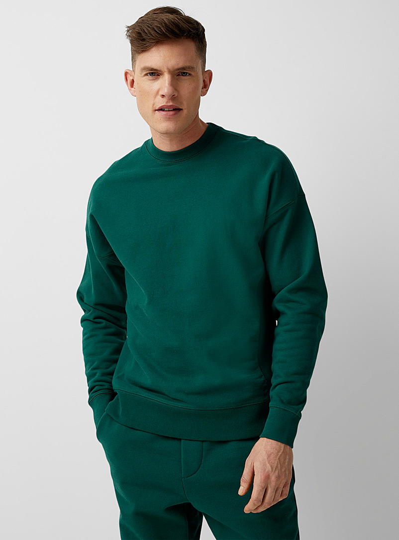 Le 31 Bottle Green Organic cotton crew-neck sweatshirt Made in Canada for men