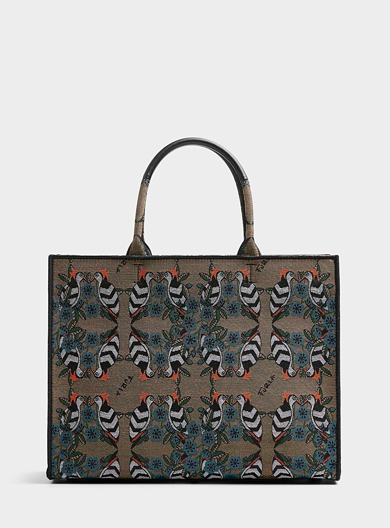 Furla Patterned Brown Opportunity tapestry tote for women
